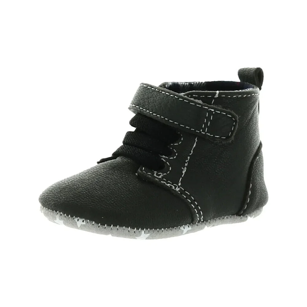 Robeez Thiago Boots Toddler US 3-6 Months Charcoal Leather Ankle Bootie ZPO3435
